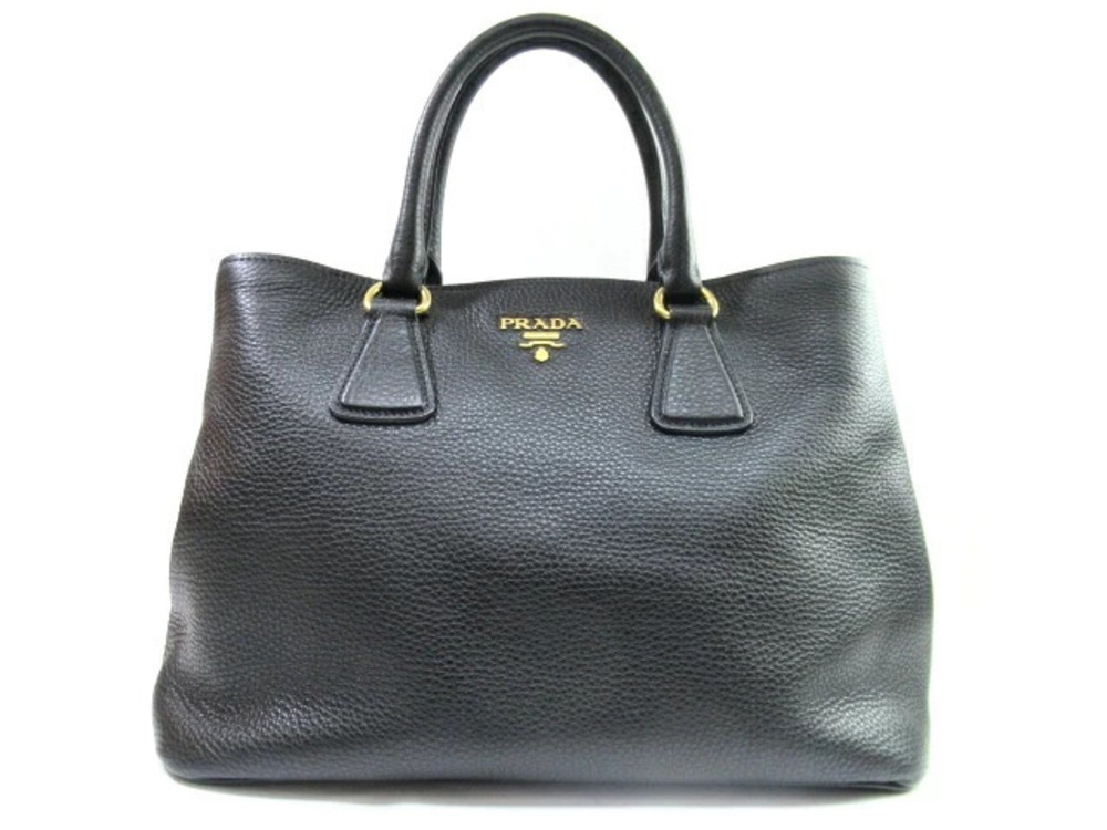Prada Vitello Daino tote rolled top Black